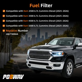 68677800AA Fuel Filters Compatible with Ram 2500 3500 4500 5500 6.7L Cummins Diesel (2025–2026) – Replacement Fuel Pump Filter, High-Flow Gas Filter