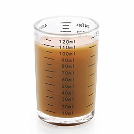 BCnmviku Measuring Cup Shot Glass 4 Ounce/120ML Liquid Heavy High Espresso Glass Cup Black Line (1, Black)