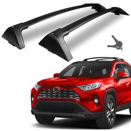 LINGHANG Lockable Roof Rack Cross Bars Compatible with Toyota RAV4 2019-2024 LE XLE XSE Limited Hybrid with Lock, 260lbs Black Aluminum Car Rack for Rooftop Cargo Luggage Kayak Canoe Bike