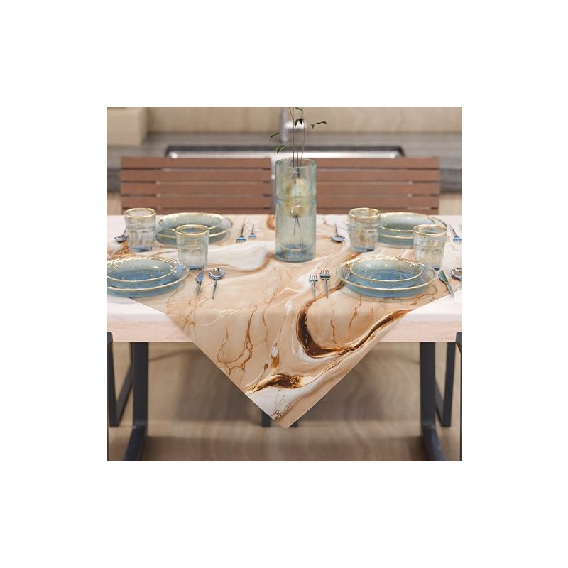PETTI Artigiani Italiani - Modern Tablecloth with Marble Effect, Beige,