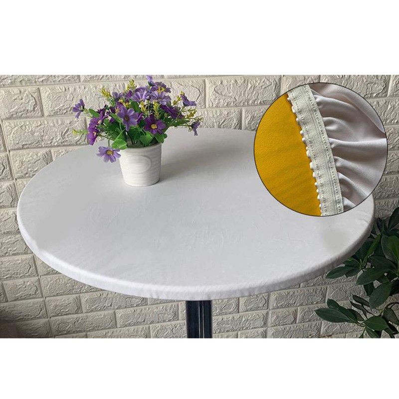 Perfk Waterproof Polyester Fitted Table Cover Cloth Decorative Round Tablecover