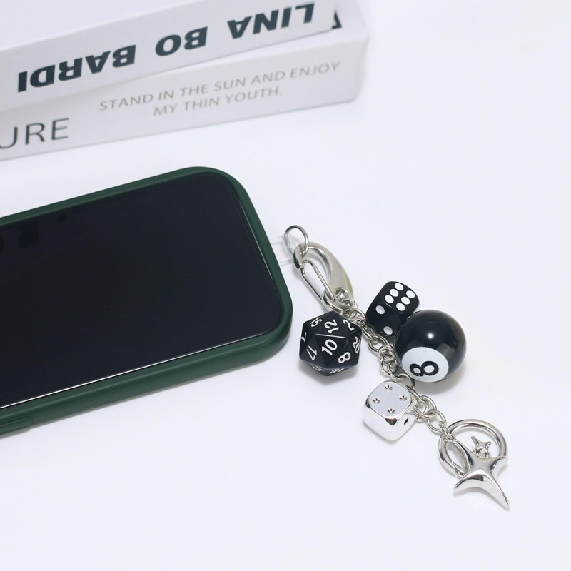 Nefokfdus 8 Ball Keychain,Cute Dice Star Bag Charms Accessories for