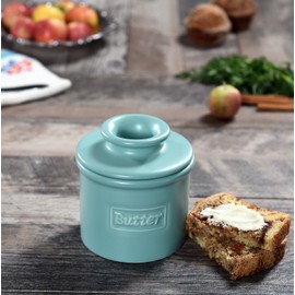 Butter Bell - The Original Butter Bell Crock by L. Tremain, French Ceramic Butter Dish, Café Matte Collection, Aqua