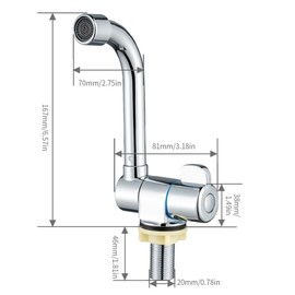 Riloer RV Kitchen Sink Faucet Replacement, 360 Degree Rotatable Sprayer, Marine Camping Single Handle Faucet, Cold Water Tap for Kitchen, Caravan, Yacht, Bathroom, 006 Cold