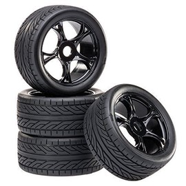Buggy Tyre Rim Set Street with 5 Double Spoke Rim Black 1:8 partCore 320021