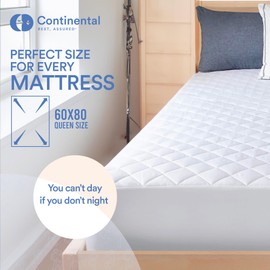 Continental Bedding Queen Size Mattress Pad Protector Sheets - Quilted Fitted Mattress Cover - Premium Cotton Mattress Bed Pad Topper Up to 18 Inches Deep - Machine Washable - 300 Thread Count