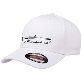1955 1956 1957 Ford Thunderbird Convertible Outline Design Flexfit 6277 Athletic Baseball Fitted Hat Cap White L/XL