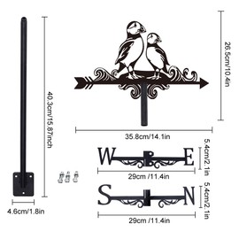 SUPERDANT Puffin Weather Vane for Roof Bird Metal Weathervane Animal Wind Vanes for Sheds Black Wind Direction Indicator for Farmhouse Yard Farm Shed Garden Decoration