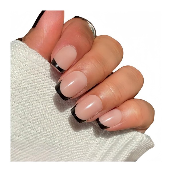 Handmade pressed nails, French short square molded fake nails, reusable