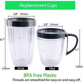 Accessories for Compatible with Nutribullet Blade wilth lids,Gears Set, Cup with Gasket Set Replacement Parts for Compatible with NutriBullet 900W/600W Series