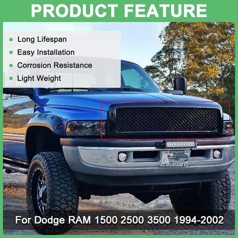 MATMACRO Grille Compatible For Dodge Ram 1500 2500 3500 Mesh