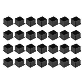 sourcing map 28Pcs Chair Leg Floor Protectors, 29 x 29mm/1.14 x 1.14inch PVC Anti-Slip Square Furniture Leg Feet Cover for Hardwood Floors Patio Chair Table Bed, Black