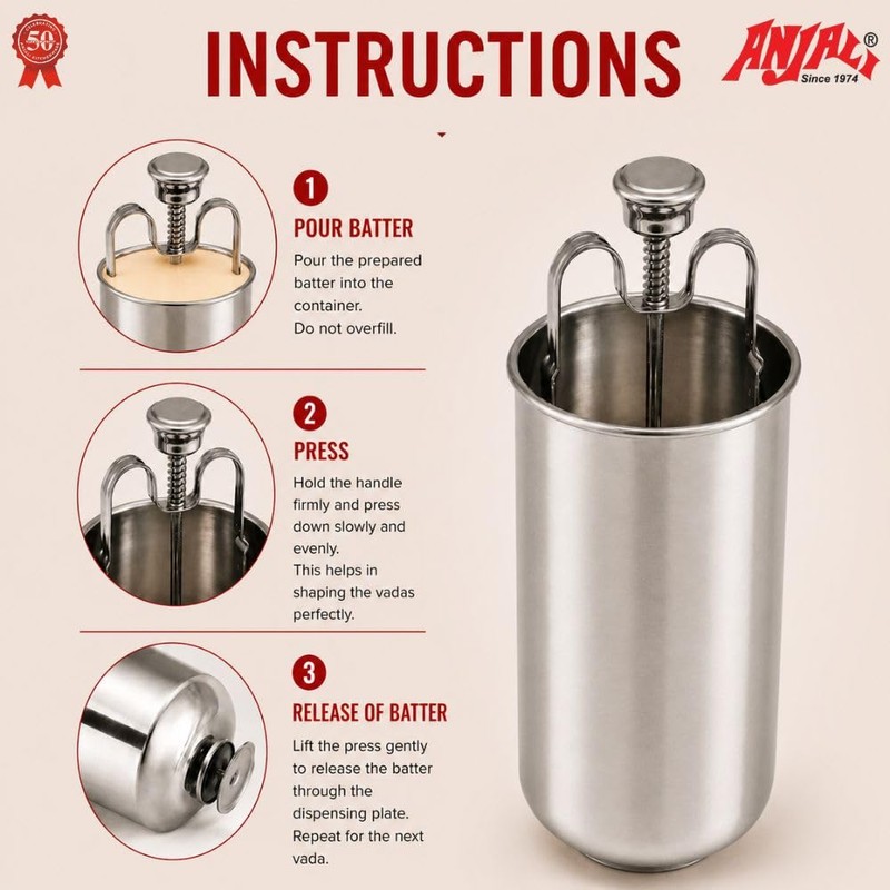 Anjali Medu Vada/Doughnut Donut Maker, Stainless Steel