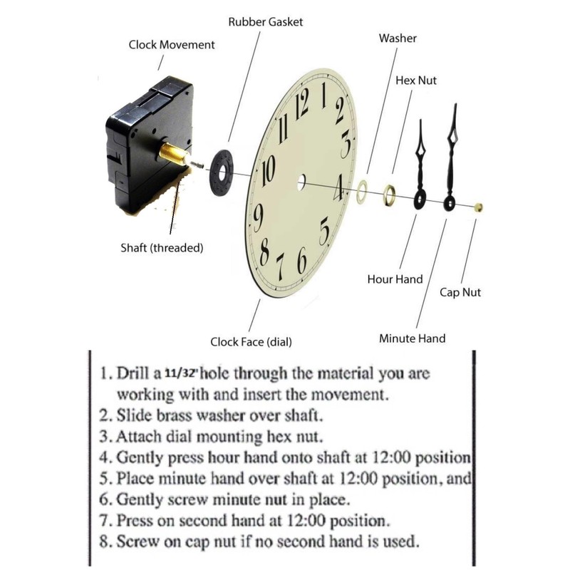 High Torque Quartz Clock Movement (Silent Sweep) Extended Shaft for