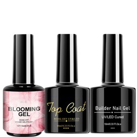 Gel Nail Polish - Nail Polish Set | Coat Set for Gel Nail Polish | 3X Women Nail Blossom Gel Polish Top Base Coat - Home Salon Spreading Effect Manicure Accessory for Dating, Gathering