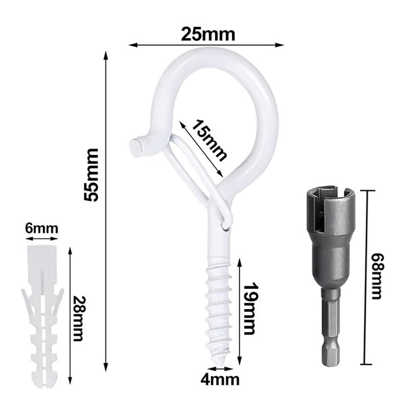 Wopanxye 20pack White Screw-in Hooks Wall Ceiling for Outdoor String