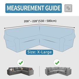 HDCAXKJ Corner Sectional Couch Covers Velvet Stretch L Shape Sofa Cover Soft Thick Sectional Slipcovers U Shaped Living Room Non Slip Magic Furniture Protector for Pet Dogs (Grayish Green, X-Large)