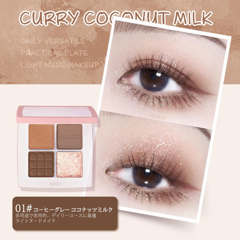 Wirwody アイシャドウパレット 4色 ミニパレット マット ラメ 携帯便利 ポケットサイズ 初心者向け アイシャドウ