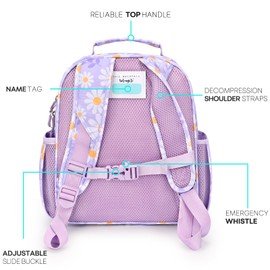 mibasies Toddler Backpack for Girls 2-4: Preschool Kindergarten Backpack - Cute Kids Backpacks for Girls - Daisy Purple