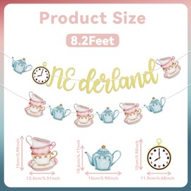 Onederland banner - Alice in Onederland Decorations, Baby First Birthday Party Banner, Tea Party 1st Birthday Banner, Alice in Onederland Gold Glitter