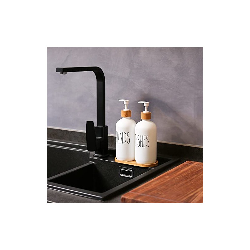 MOMEEMO White Soap Dispenser Set, Contains Hand and Dish Soap