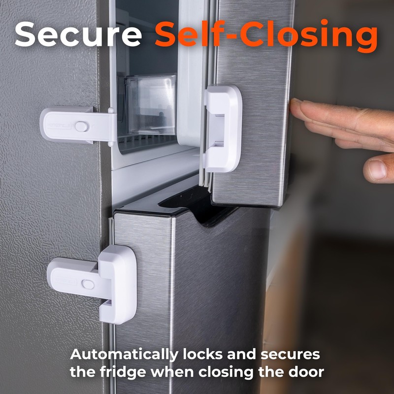 2-Pack Child Proof Fridge Lock with Adhesive - No Tools