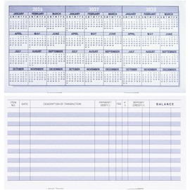 20 Pack Checkbook Register, Check Registers for Personal, Blank Ledger Transaction Registers for Personal or Business Bank, Check Register Book for Checking and Saving Account, Deposit and Credit Card