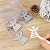 12 pcs Christmas Wooden Baubles Glitter Silver Angel Christmas Wooden