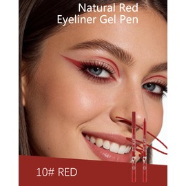 Red Waterline Eyeliner Gel Pencil,1Pcs Cream Sharpenable Gel Eye Liner Pen Waterproof Smudge Proof Long Stay Matte Eyeliners, Smooth Intense Color Liner Pencil with Sharpener Eye Makeup for Women-10