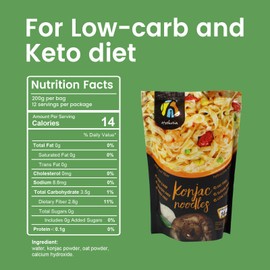 Hethstia Konjac Noodle with Oat Fiber, Low-Carb Keto Shirataki Fettuccine, Gluten-Free Konjac Pasta, Vegan, Sugar-Free, Low-Calorie, Paleo-Friendly (6-Pack)