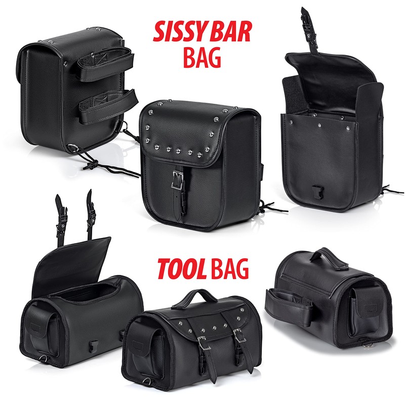 Diamond Plate Heavy Duty Waterproof PVC with Studs Motorcycle Saddlebag