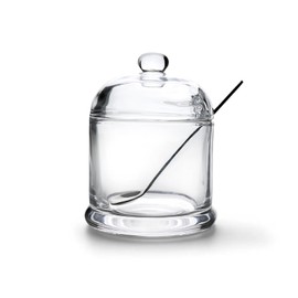 Thick Glass Salt Cellar with Stainless Steel Spoon, Clear Container for Kosher Salt, Sea Salt, Himalayan Salt, Sugar and Pepper, Heavyweight Spices Jar, 10 oz