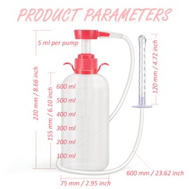 Douche Bulb Kit, Cleanser Douche for Women, Reusable Manual Pressure Cleaning System Portable Kit with 3 Heads, Non-Toxic, 100% Safe, 600ml Capacity