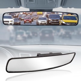 Goodyear 17” Panoramic Rear View Mirror – Universal Wide Angle Rear View Mirror for Car/SUV/Truck – Anti-Glare, Clip-On Large Rearview Extender for Safer Driving & Parking