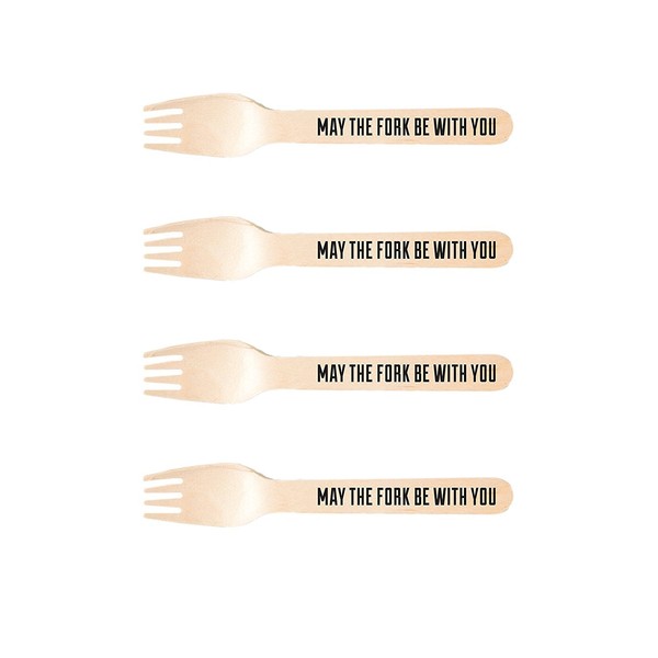 Perfect Stix - May Fork -20ct -Sucre Shop May fork-20 Wooden Cutlery forks with Print (Pack of 20)