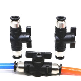 Jienk 2Packs Pneumatic 1/4"x 1/4" Tube OD Ball Valve, Push to Connect Fitting Air Flow Control Valve