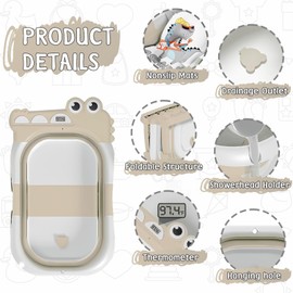 TPN Collapsible Baby Bathtub for Infants to Toddler with Real-time Temp Monitor+Floating Cushion,Foldable Baby Bath Tub Set Applicable 0-36 Month,Perfect Portable Travel Baby Tub for Newborns Boy