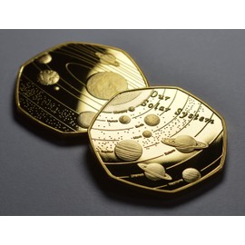 The Commemorative Coin Company OUR SOLAR SYSTEM 24ct Gold Commemorative. Planets/Stars/Sun/Moon Space/Universe Earth/Venus/Mars