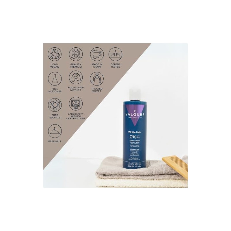 Valquer Profesional Shampoo for White and Grey Hair% No Salt,