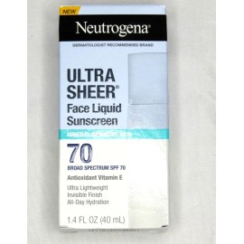 Neutrogena Ultra Sheer Face Liquid Sunscreen Lotion Mineral Sensitive Skin SPF70