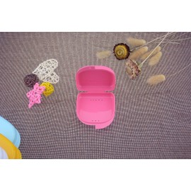 Wowlife Orthodontic Retainer Case Dental Container Denture Storage Boxes with Vent Holes (Rose)