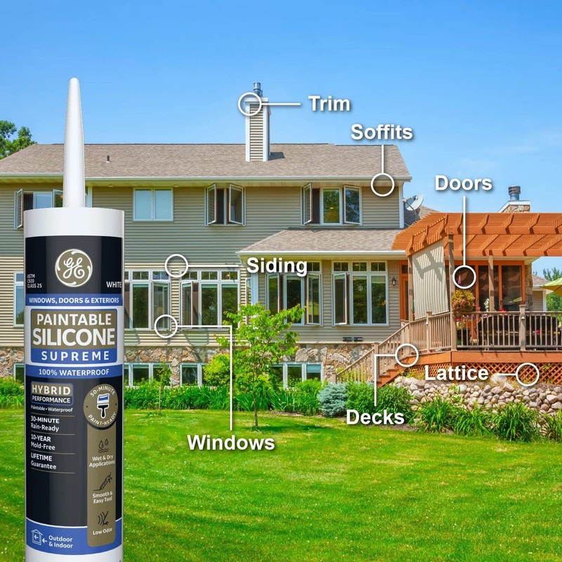 GE Supreme Paintable Silicone Caulk for Window & Door -