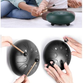 Rain Drum for Outdoor Garden, Natural Chakra Drum for Outdoor Rain, Drum Rain Chime Waterproof Chakra Drum 6 Inch 8 Notes (Green)