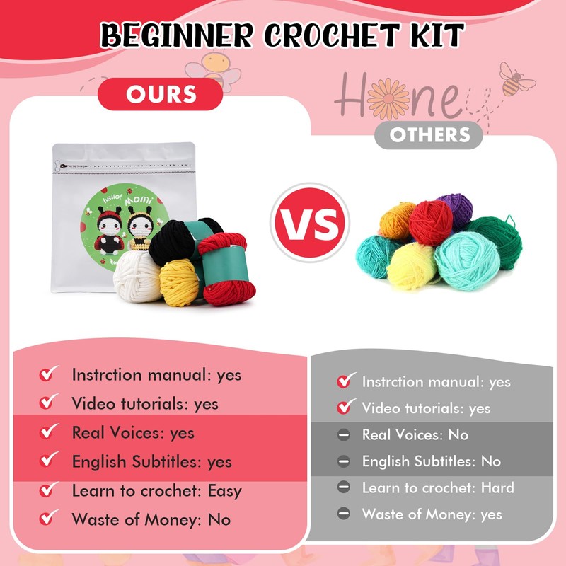Vanttokeey Crochet Kit for Beginners, Complete Amigurumi Starter Set with