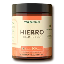 Hierro con Vitamina C. 200 capsulas de 500mg (Ms de 6 meses). VitalBotanics. Suplemento Alimenticio Multivitamnico para Hombre y Mujer. Libre de...   