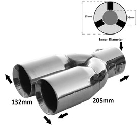 Rumplex Exhaust Trim Double Pipe Double Round Stainless Steel Sports Exhaust Tailpipe End Pipe Trim Exhaust Tips Tailpipe Trim Silencer Tip Universal Exhaust Pipe Chrome Rustproof