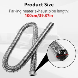 Editbar Auxiliary Heater Exhaust 100 cm x 24 mm - Car Stainless Steel Exhaust Hose with 2 Hose Clamps, Noise Reduction, Ideal for Power Generators, Fuel Tank, Exhaust Pipe, Auxiliary Heater & Diesel