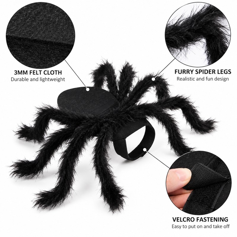Spider Costume for Cats & Small Dogs – Black Halloween