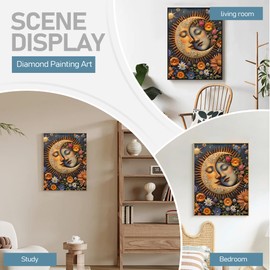 JOASURA Moon Diamond Painting Kits for Adults,DIY Diamond Art Painting Round Full Drill 12x16in,5D Diamond Dots Art for Beginning Home Wall Decor