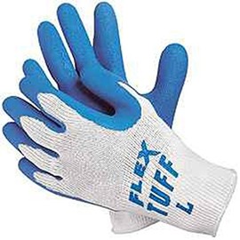 Memphis Glove 9680, XLarge Memphis Flex Tuff, 10 Gauge Cotton/Polyester Shell, Blue Latex Palm & Fingertips (Set of 12/EA)